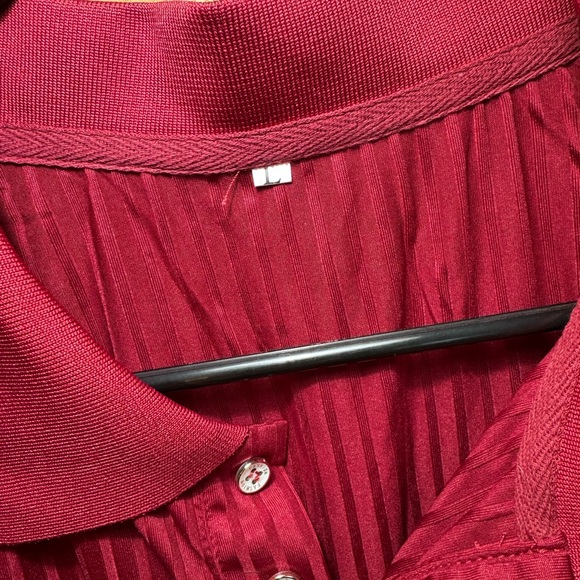 ONZCY Men’s Ribbed Stretch Polo Shirt NWT - Wine Red, Size Large - Picture 8 of 8
